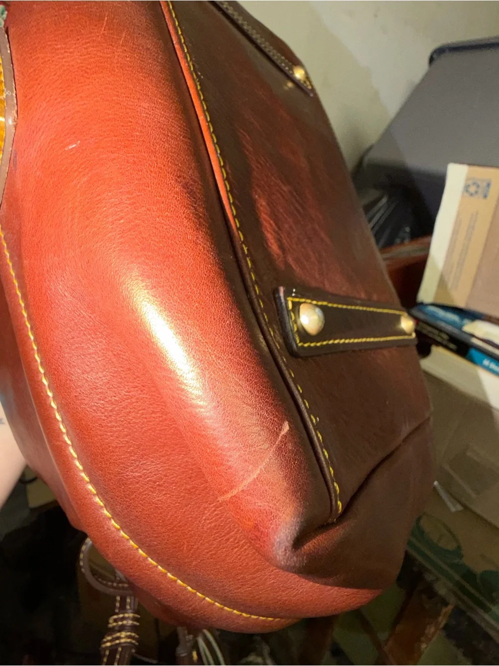 Dooney & Bourke Buckley Bag Leather Tote with Dual Handles in the color Chestnut